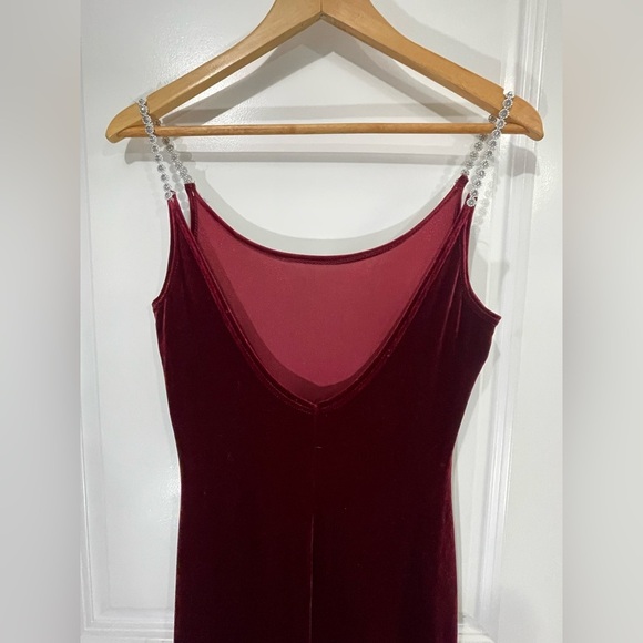 Red floor length velour dress M Studio Vintage Size S M - Picture 10 of 15